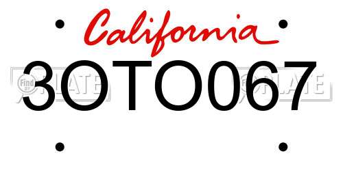 3OTO067 California License Plate