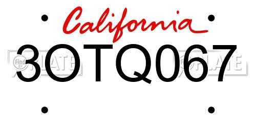 3OTQ067 California License Plate