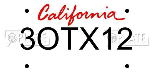 3OTX12 California License Plate