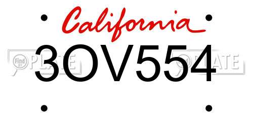 3OV554 California License Plate