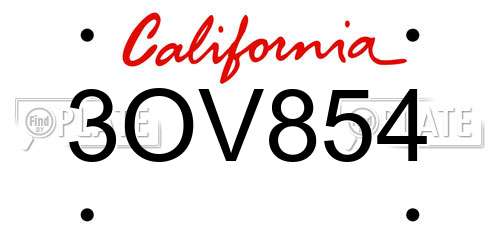 3OV854 California License Plate