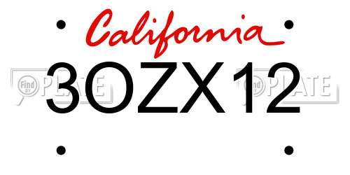 3OZX12 California License Plate
