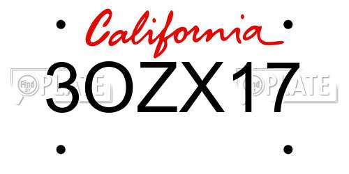 3OZX17 California License Plate