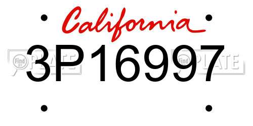 3P16997 California License Plate