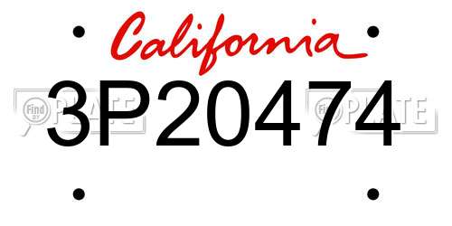 3P20474 California License Plate