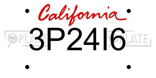 3P24I6 California License Plate