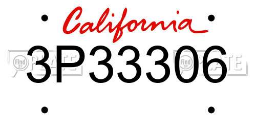 3P33306 California License Plate