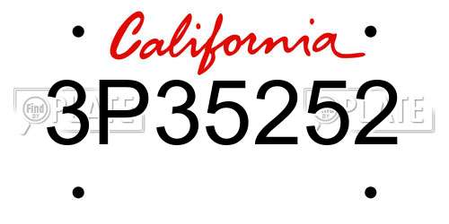 3P35252 California License Plate