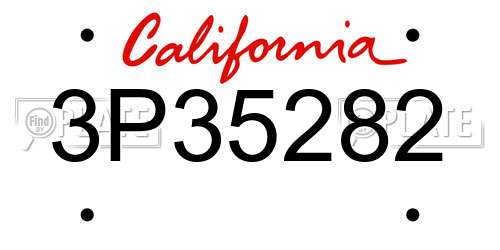 3P35282 California License Plate