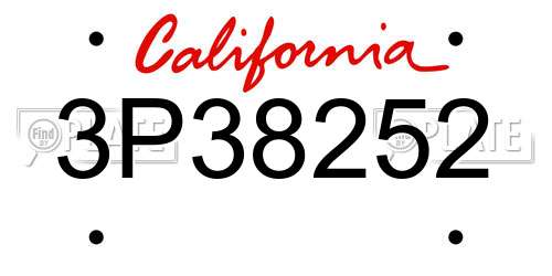 3P38252 California License Plate