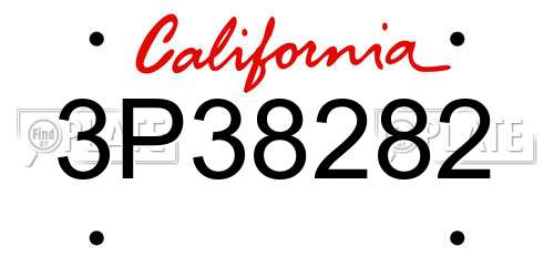 3P38282 California License Plate