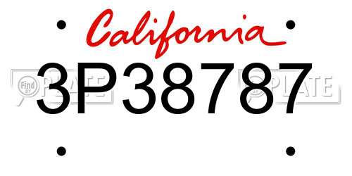 3P38787 California License Plate