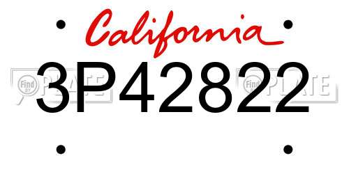 3P42822 California License Plate