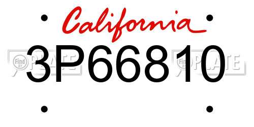 3P66810 California License Plate