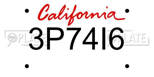 3P74I6 California License Plate