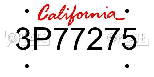 3P77275 California License Plate