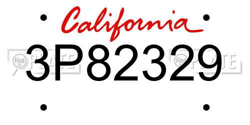 3P82329 California License Plate
