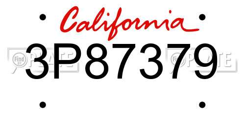 3P87379 California License Plate
