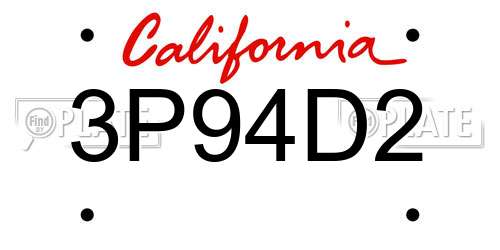 3P94D2 California License Plate