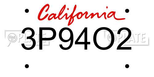 3P94O2 California License Plate