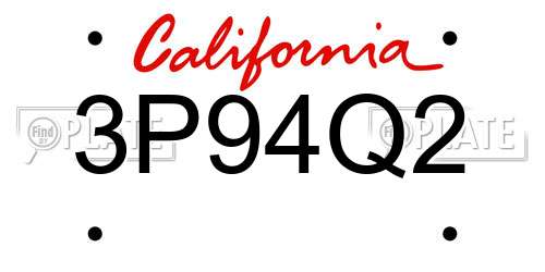 3P94Q2 California License Plate