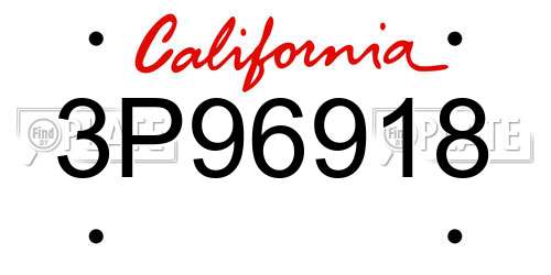 3P96918 California License Plate