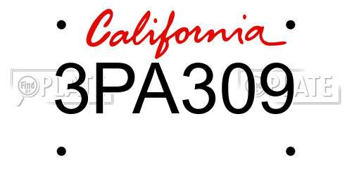 3PA309 California License Plate