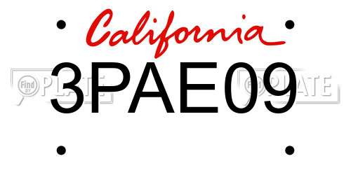 3PAE09 California License Plate