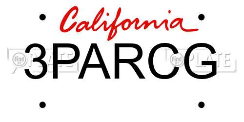 3PARCG California License Plate