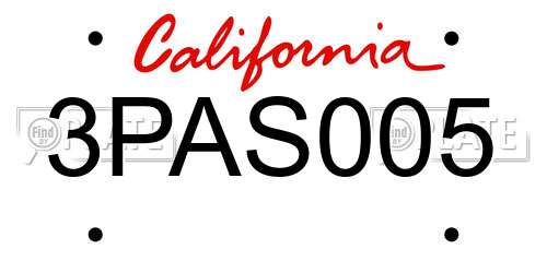 3PAS005 California License Plate