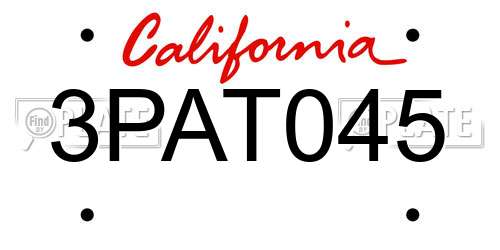 3PAT045 California License Plate
