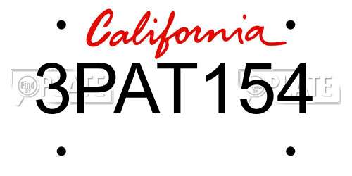 3PAT154 California License Plate