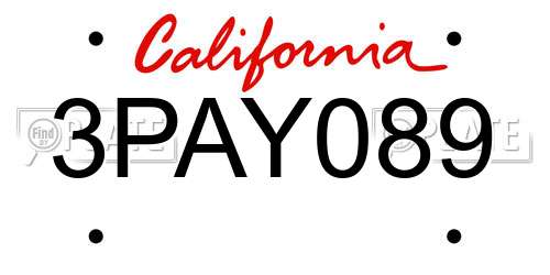 3PAY089 California License Plate