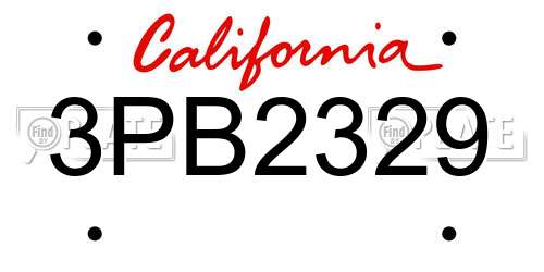 3PB2329 California License Plate