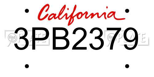 3PB2379 California License Plate