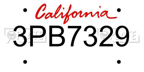 3PB7329 California License Plate