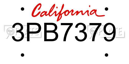 3PB7379 California License Plate