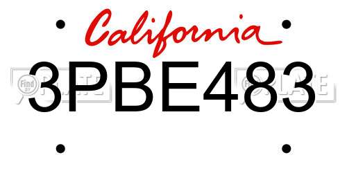 3PBE483 California License Plate