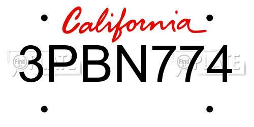 3PBN774 California License Plate