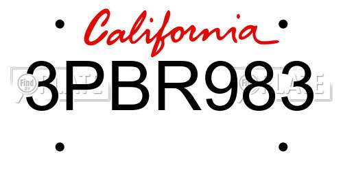 3PBR983 California License Plate