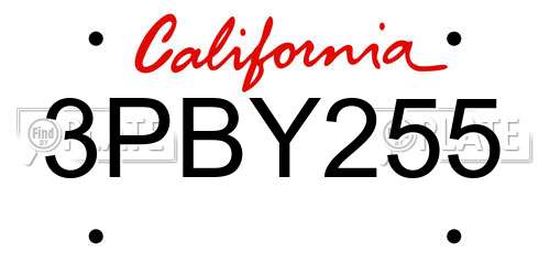 3PBY255 California License Plate