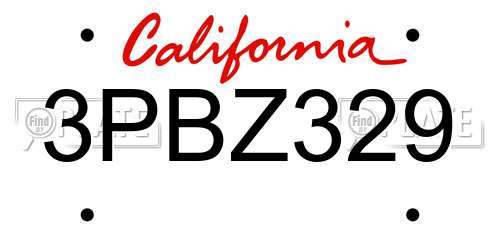 3PBZ329 California License Plate