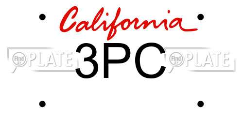 3PC California License Plate