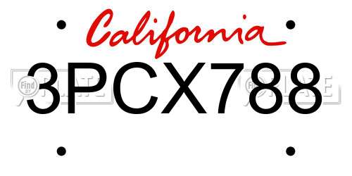 3PCX788 California License Plate