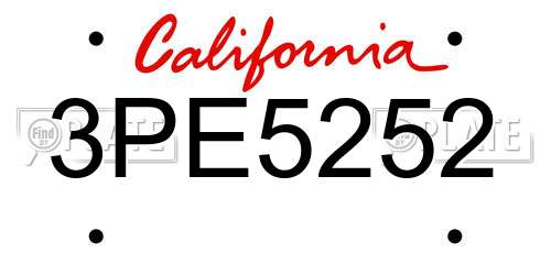 3PE5252 California License Plate