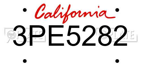 3PE5282 California License Plate
