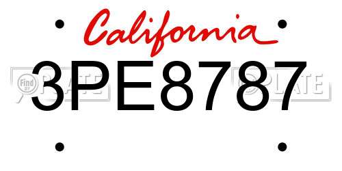 3PE8787 California License Plate