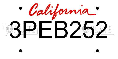 3PEB252 California License Plate