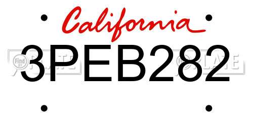 3PEB282 California License Plate