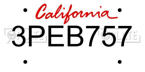 3PEB757 California License Plate